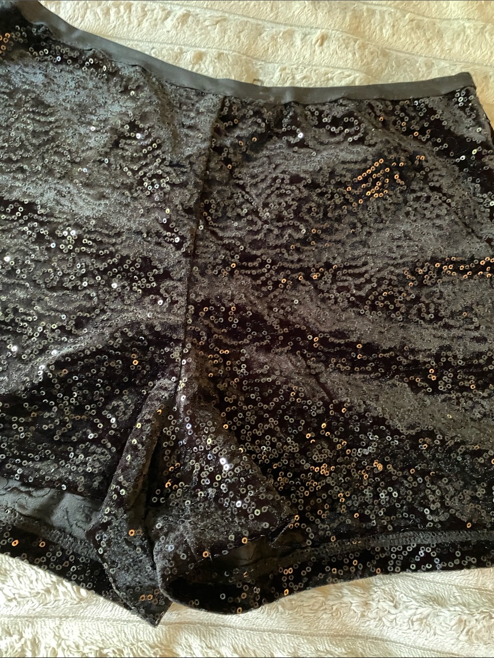 NWOT, Black Sequin Women's Shorts- Elegant Party Skirt